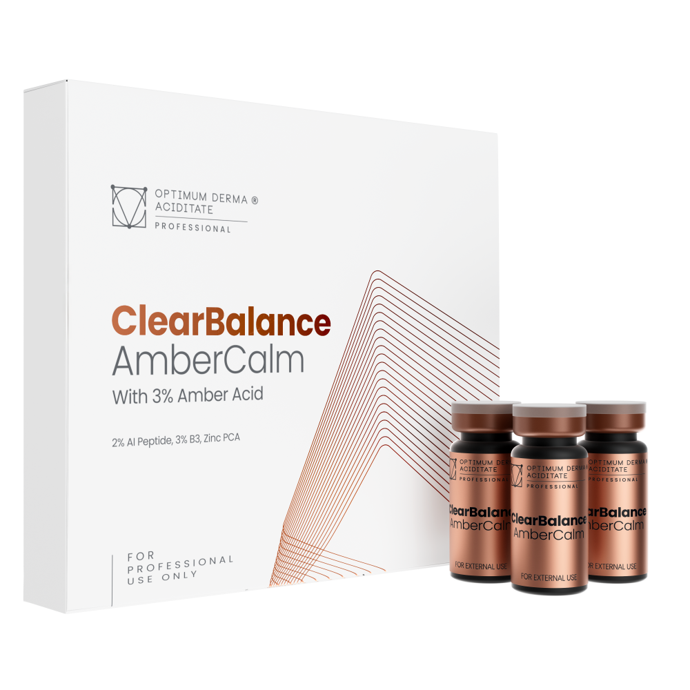 ClearBalance AmberCalm mezoterapinis kokteilis su 3 % gintaro rūgštimi probleminei odai, 4x10 ml